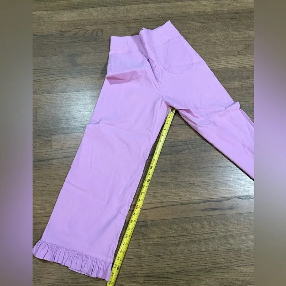 Anthropologie Maeve The Colette Magic Fabric Ruffle-Hem Crop Pants-Lilac Pink-29 - Picture 11 of 12